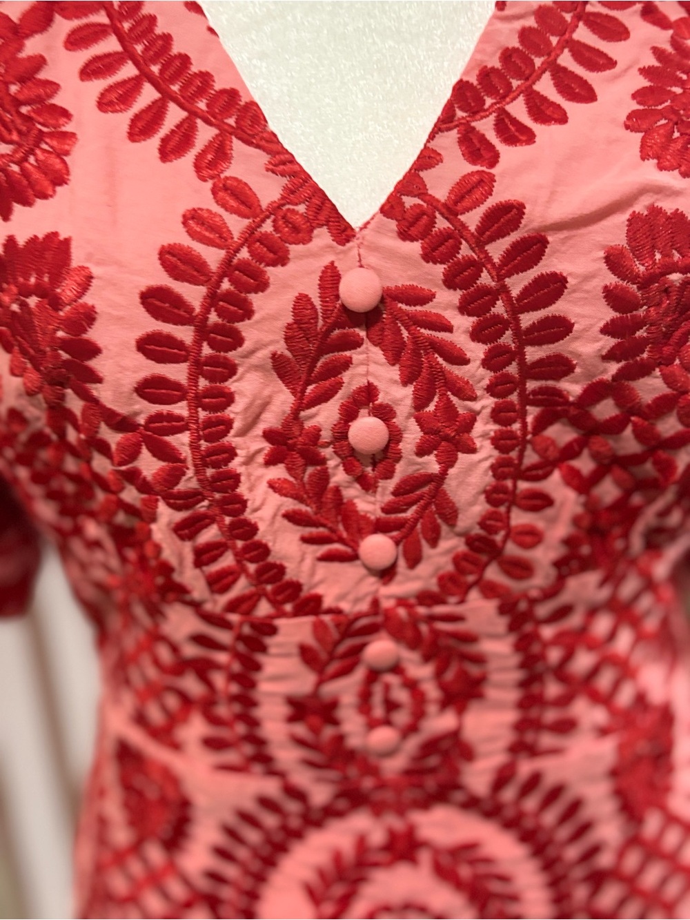 Adelyn Rae Red Embroidered V-Neck Mini Dress - Picture 2 of 9